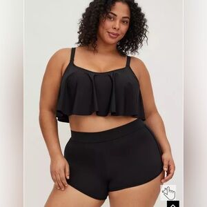 Torrid Womens Plus Size 1X Black High-Rise‎ Full Coverage 4 Inch Swim Short